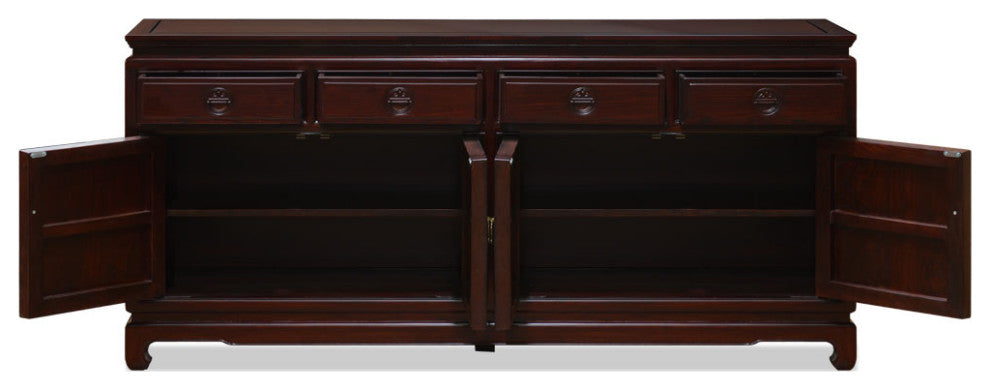 Dark Cherry Elmwood Chinese Longevity Sideboard