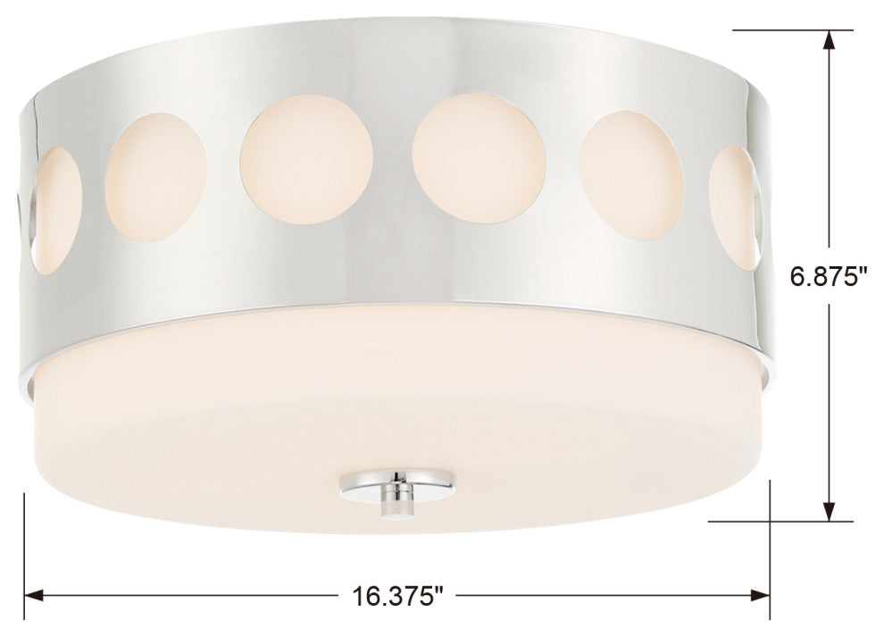 Kirby 2 Light Ceiling Mount, Polished Nickel
