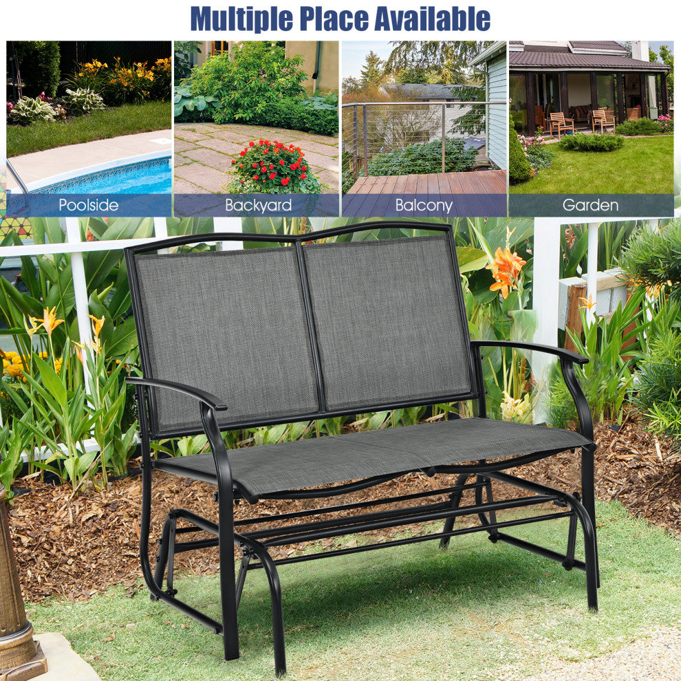 Costway Patio Glider Rocking Bench Double 2 Person Chair Loveseat Garden Grey