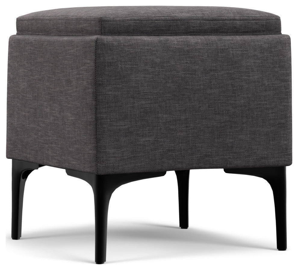 Natasha Storage Ottoman With Tray, Slate Grey