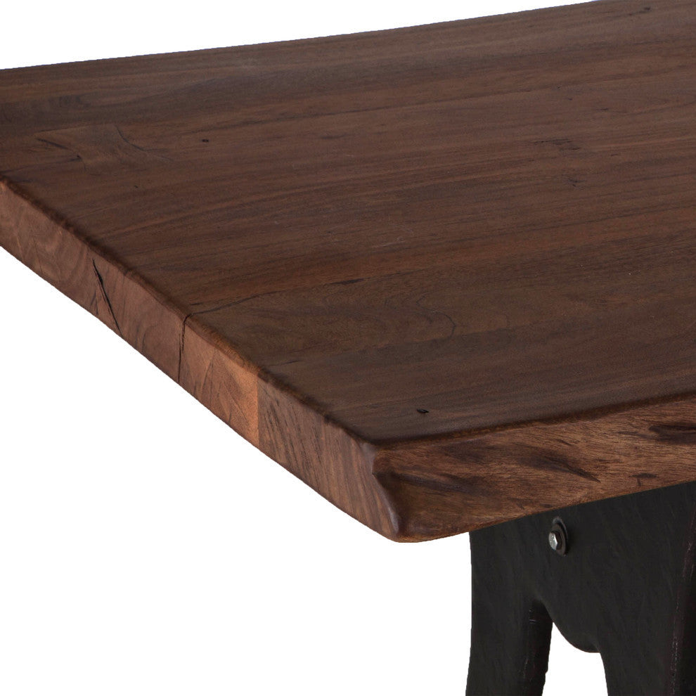 Blayne 80-Inch Live Edge Dining Table with Antique Zinc Base