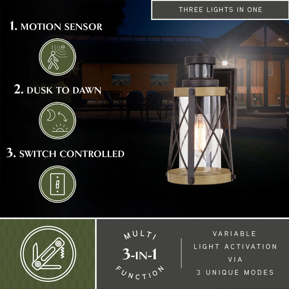 Harwood 6.5" Dualux Outdoor Wall Light Oxidized Iron and Burnished Elm