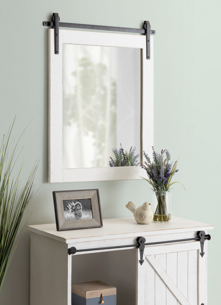Cates Rustic Wall Mirror, White 22x.75x30