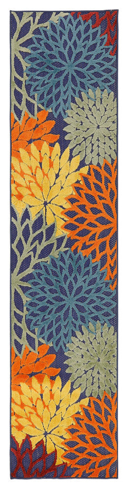 Nourison Aloha 2'3" x 8' Navy Multicolor Outdoor Rug