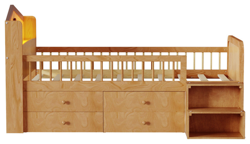 Gewnee Low Loft Bed with LED Lights