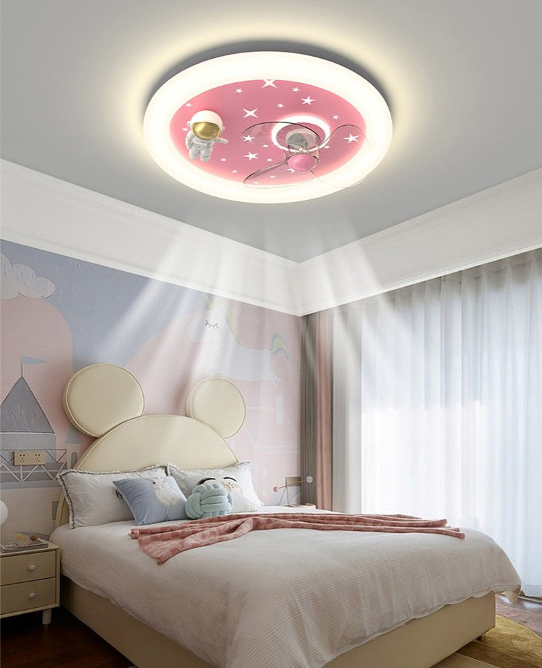 Marche-en-Famenne | Space Led Ceiling Lamp for kids room, Pink, Fan