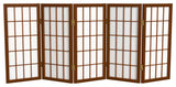 2' Tall Desktop Window Pane Shoji Screen, Walnut, 5 Panels