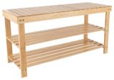 2 Tier Bamboo Shoe Rack Bench Storage Organizer by Lavish Home