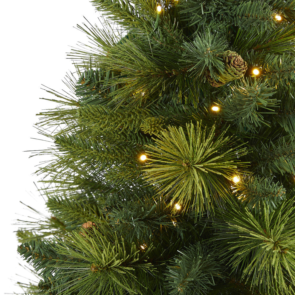 5' North Carolina Pine Faux Xmas Tree W/Lights, Bendable Branches & Pinecones