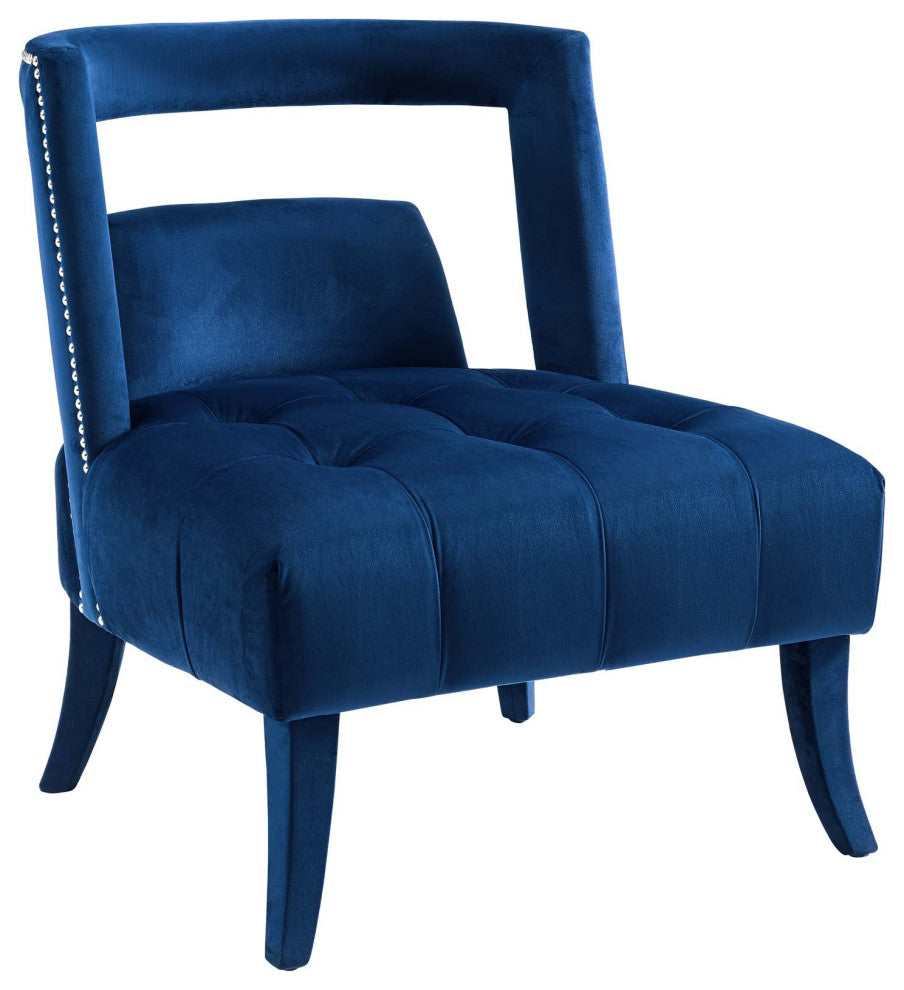 Honor Accent Lounge Performance Velvet Armchair Navy