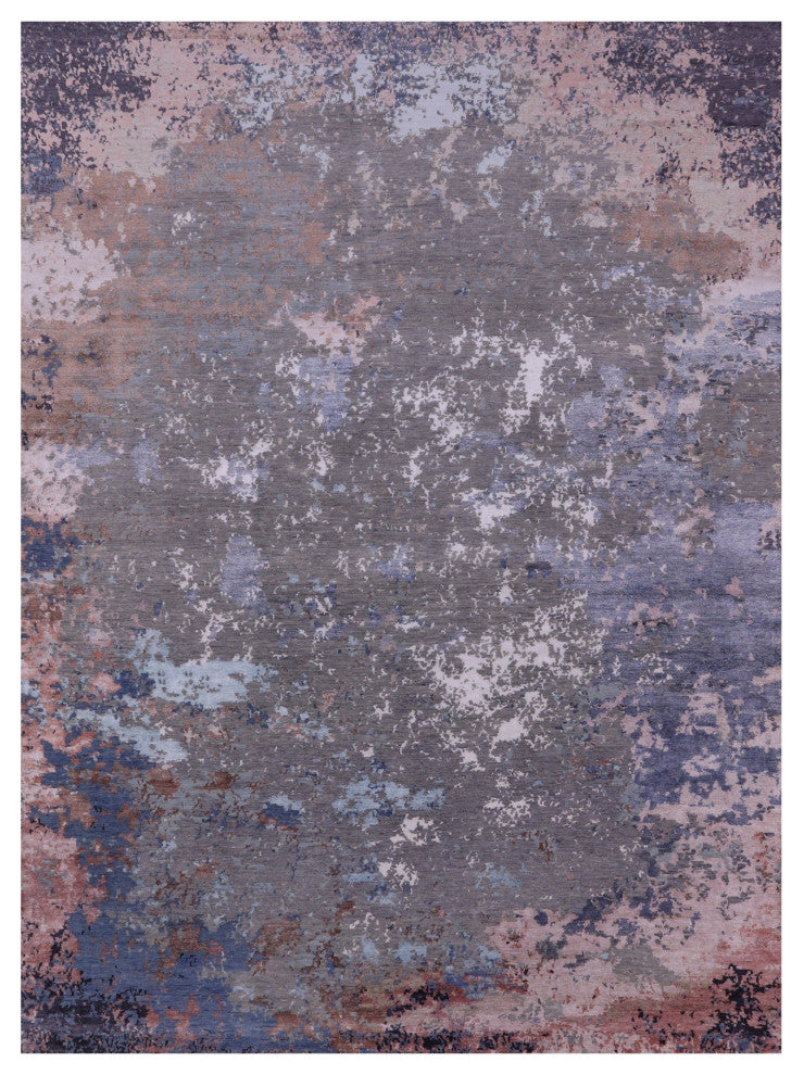 Abstract Handmade Wool and Silk Area Rug 9' 0" X 12' 1" Q6339