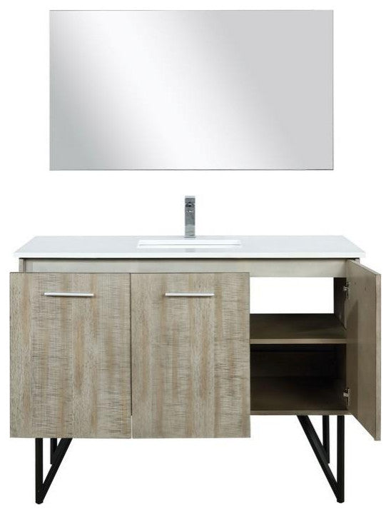 Lancy Modern 48" Rustic Acacia Square Sink Bathroom Vanity Set, Labaro Rose Gold
