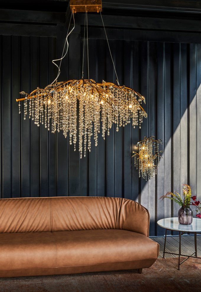 Gold Crystal Branch Chandelier, Gold