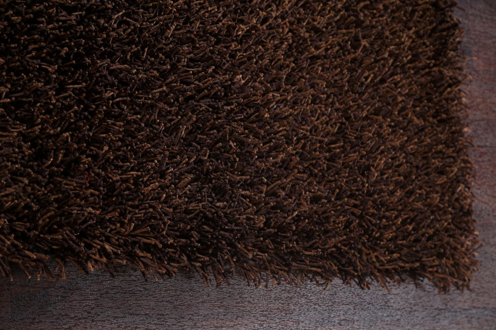 Brown Contemporary Plush Shaggy Oriental Area Rug Hand-tufted Carpet 5x7