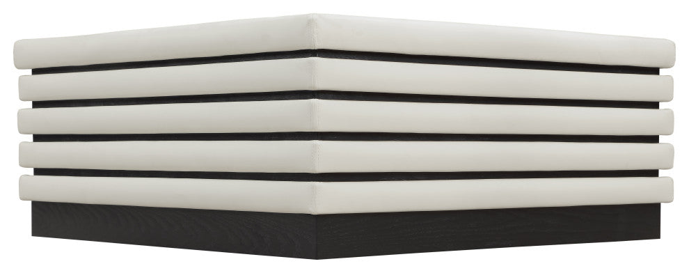 Rory Black Faux Leather Coffee Table, Cream, Square, Black Finish