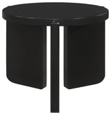 Round Top Solid Wood End Table, Black