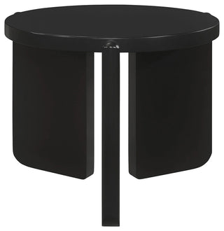 Round Top Solid Wood End Table, Black