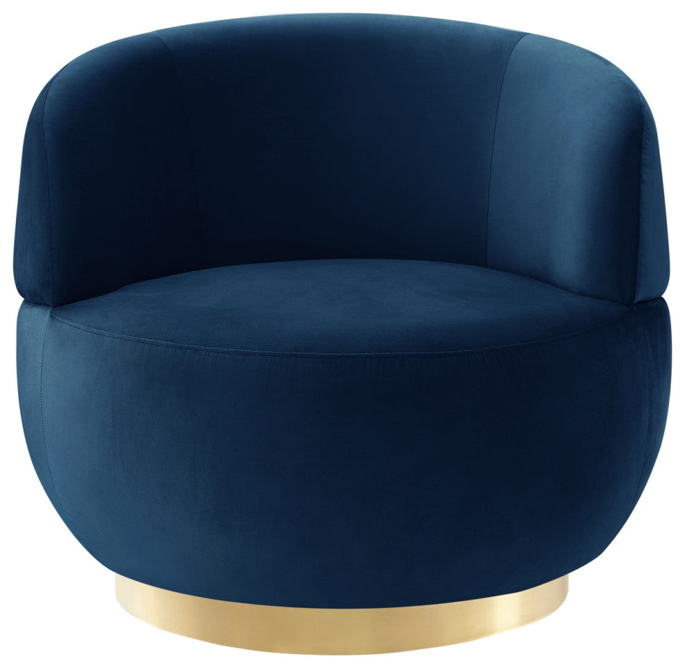 Inspired Home Shaniyah Accent Chair, Swivel, Navy/Gold Velvet
