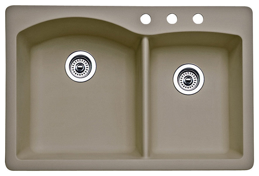 Blanco 441283-3 Diamond 33"x22" Granite Double Bowl Kitchen Sink, Truffle
