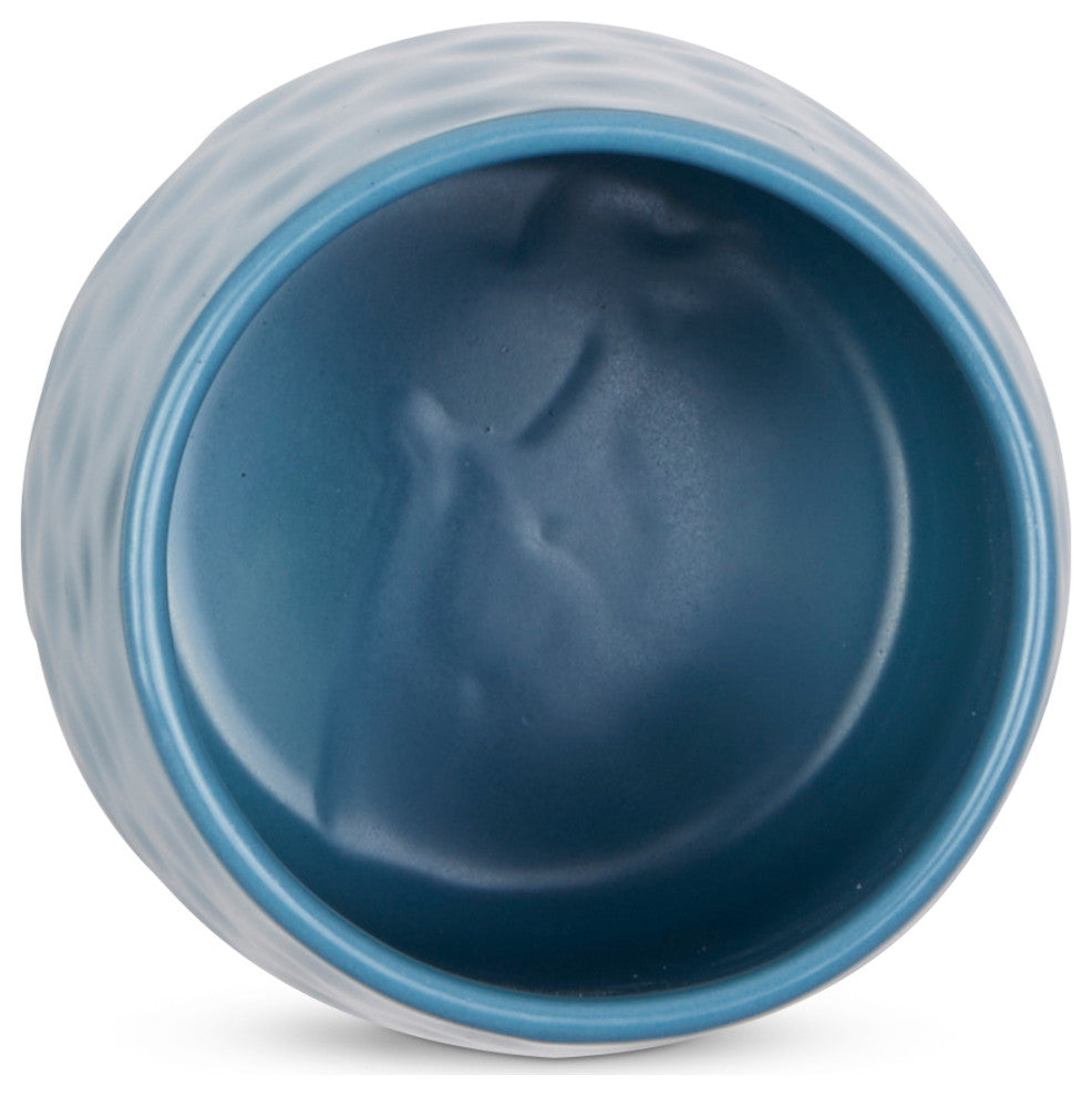 Storm Blue Matte Dimple Texture Ceramic Canister (Set of 2)