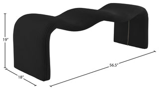 Willow Upholstered Bench, Black, Corduroy