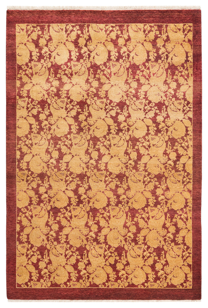 Mogul, One-of-a-Kind Hand-Knotted Area Rug Red, 4'2"x6'1"