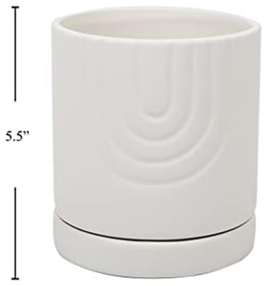 Ceramic Flower & Plant Vase, 4.80"L x 5.28"H x 4.88"W, White