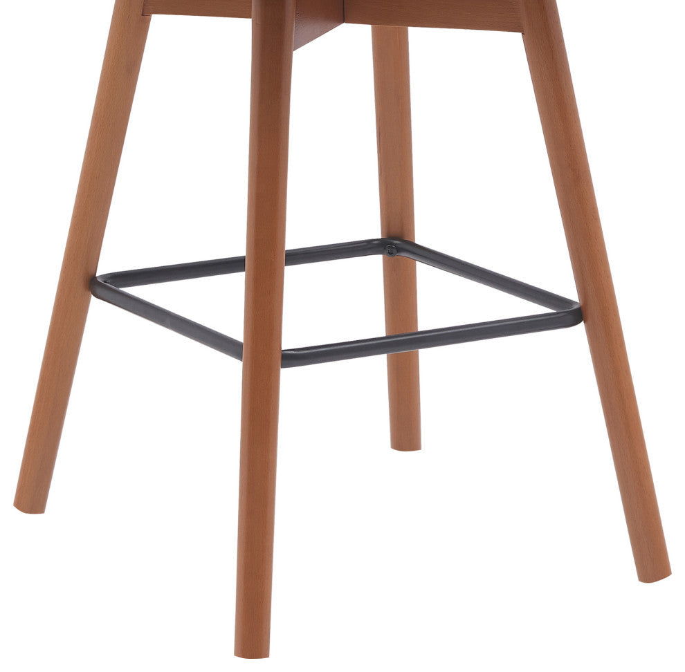 Sicily Swivel Walnut Wood Counter Stool, Gray Faux Leather, 26"