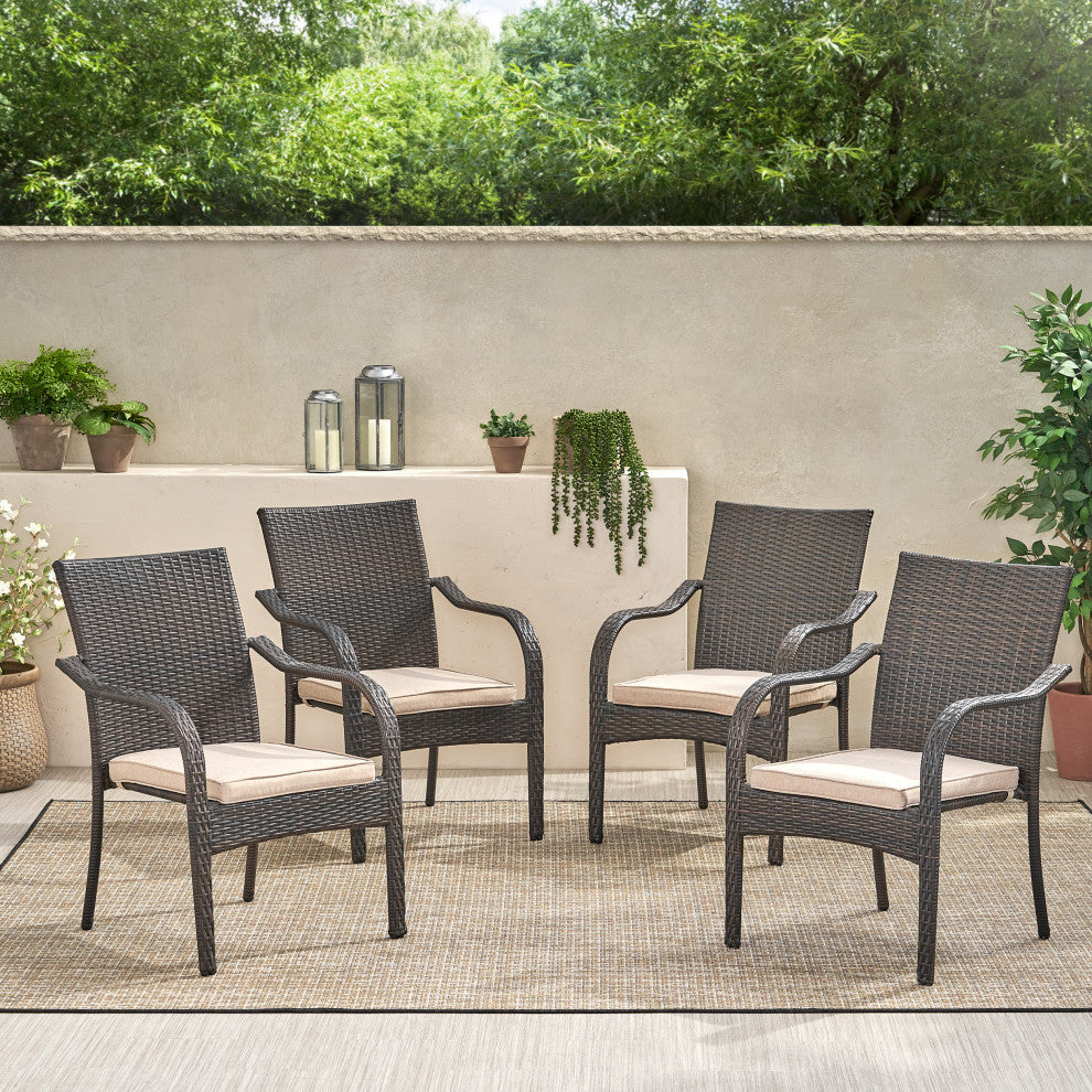 Florianopolis Brown Wicker Stacking Chairs, Set of 4