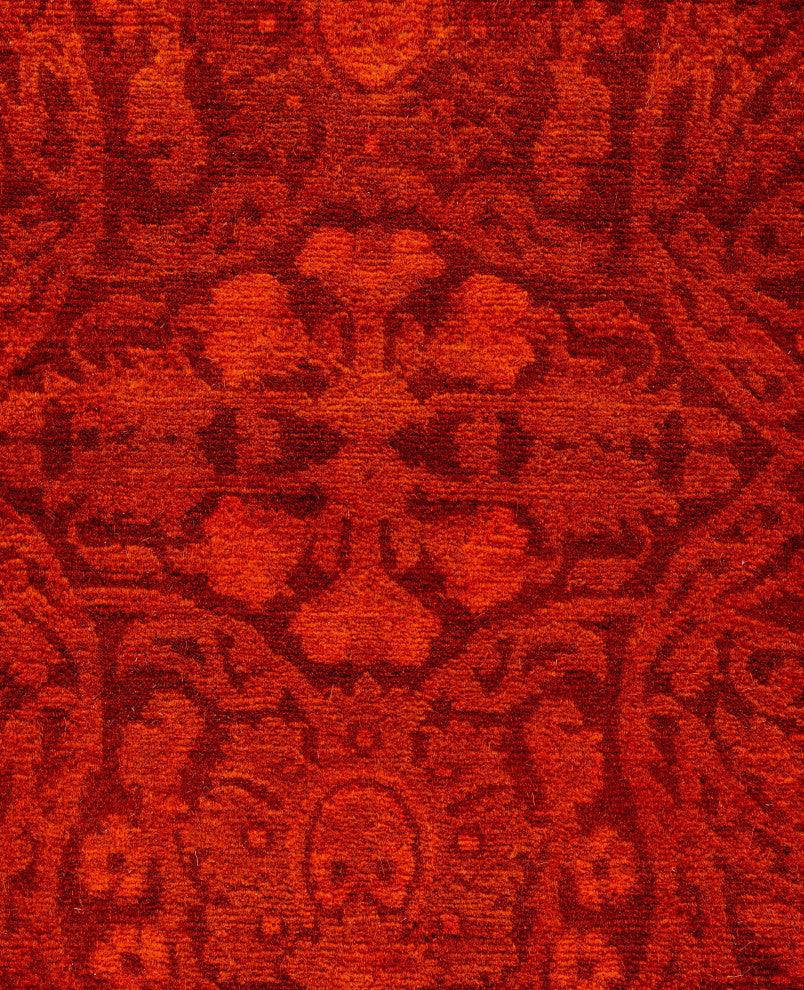 Overdyed One-of-a-Kind Hand-Knotted Area Rug Orange, 3' 0" x 7' 6"