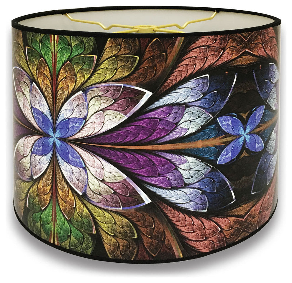 Decorative Handmade Lamp Shade, Purple Flower Design , 10"x10"x8