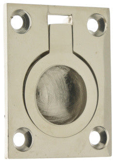 Genuine Solid Brass Flush Ring Pull, Bright Nickel