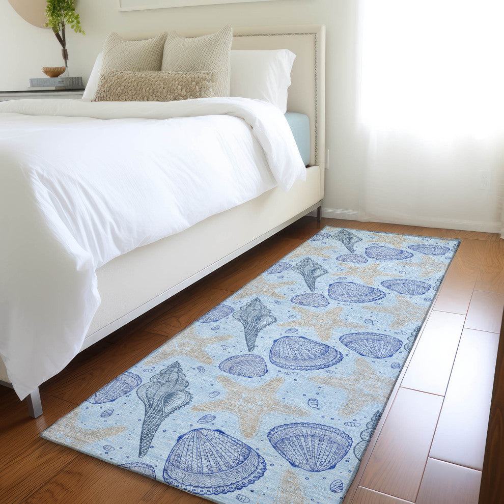 Addison Premium Washable Mayfield AMF183 Blue 2'3" x 7'6" Runner Rug