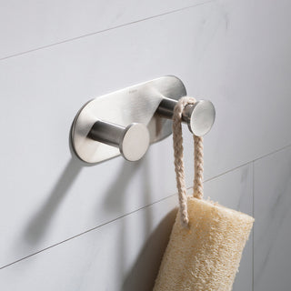 Elie Bathroom Robe and Towel Double Hook, Nickel
