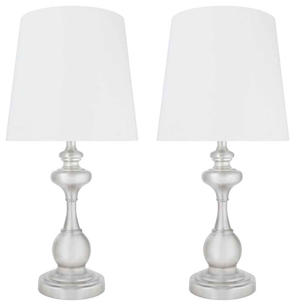 40227-12, Two Pack - 18 3/4" Metal Table Lamp, Satin Nickel Finish