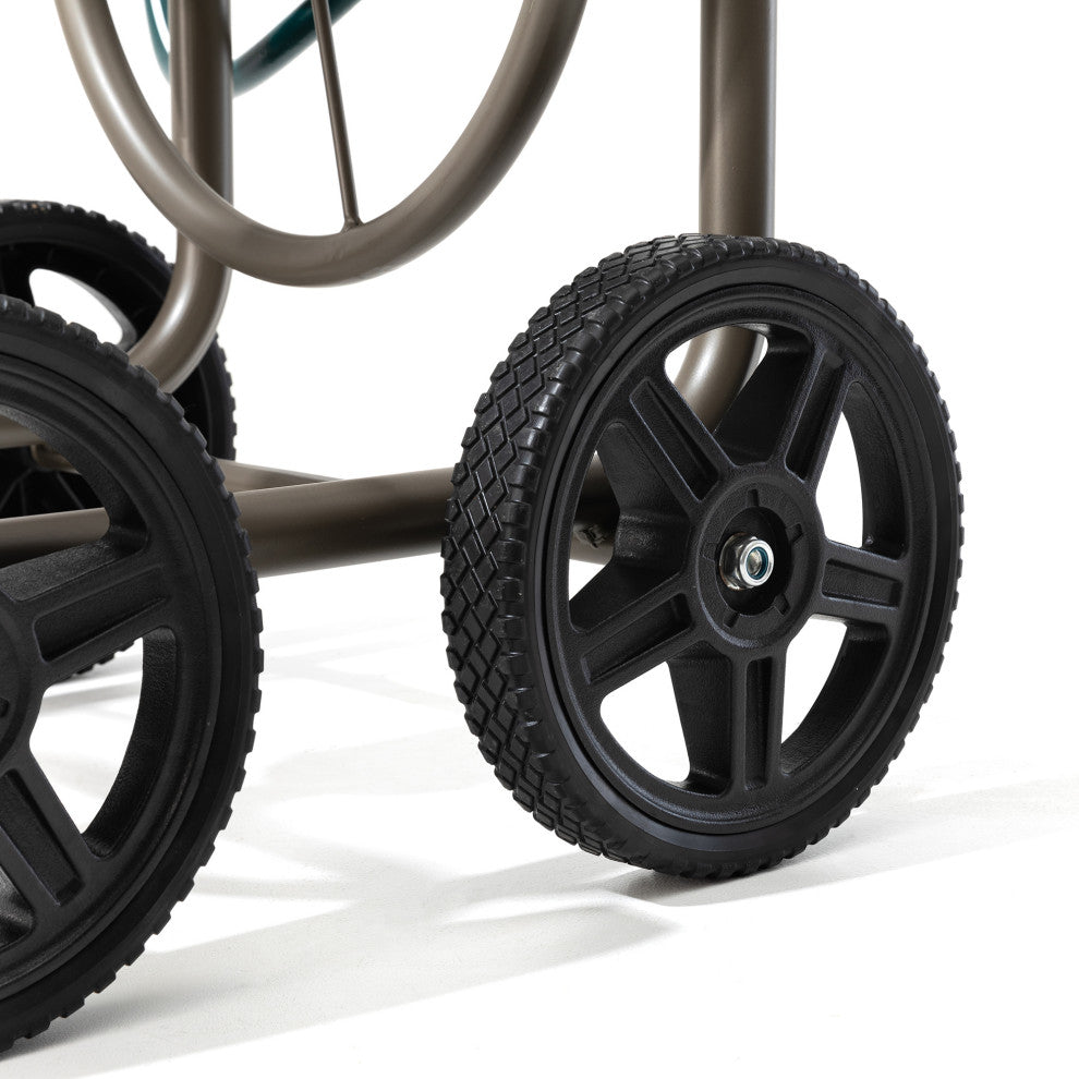 36"H 250 ft. Steel Gray 4-Wheel Garden Hose Reel Cart