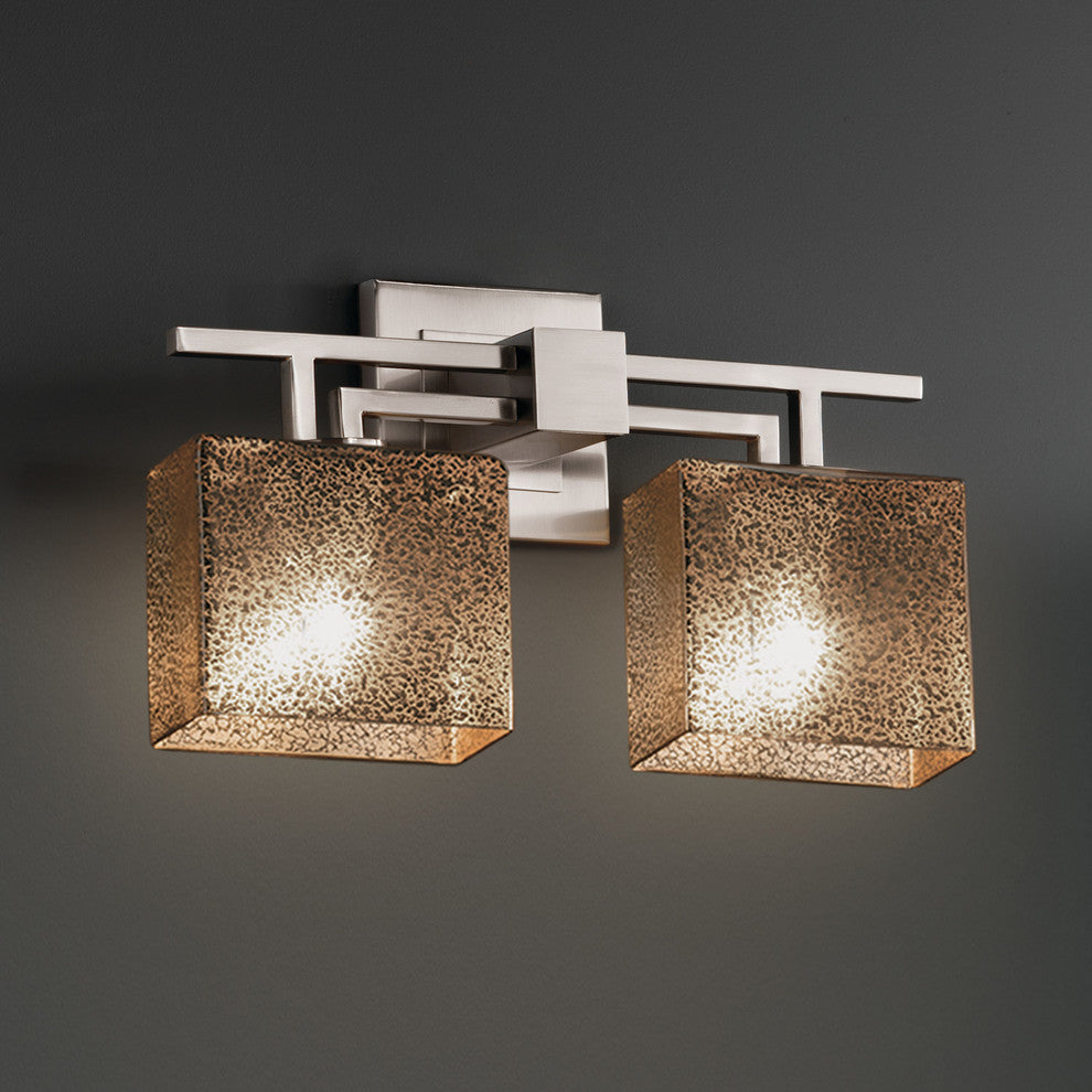 Fusion Aero 2-Light Bath Bar, Rectangle, Mercury Glass Shade