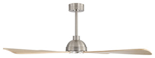 56" 4-Blade Solid Wood Ceiling Fan with LED Light and Remote Control, Brushed Nickel/Natural Wood