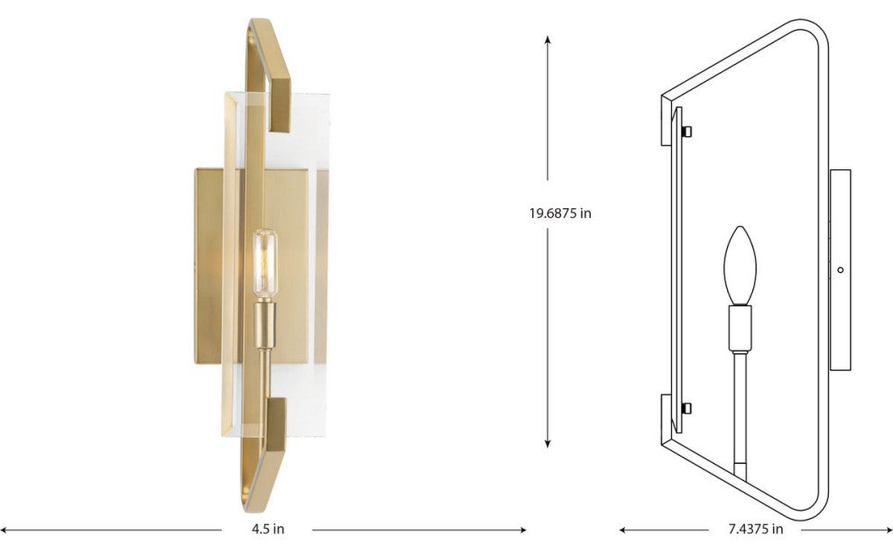 Cahill Collection 1-Light Brushed Bronze Clear Glass Luxe Bath Vanity Light