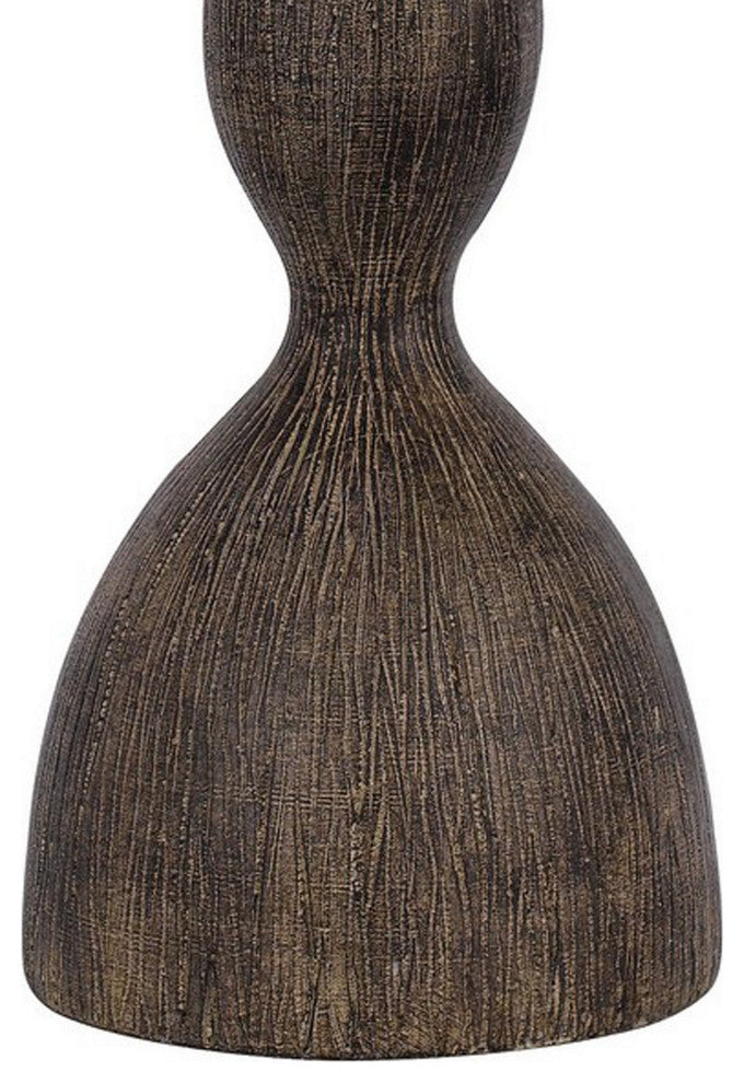 Benzara BM282180 2 Table Lamps, Resin Accent, Rustic Wood Brown, Beige