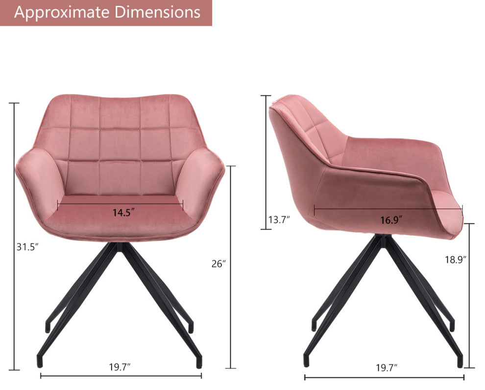 Square Tufted Spider Legs Velvet Accent Chair, Pink