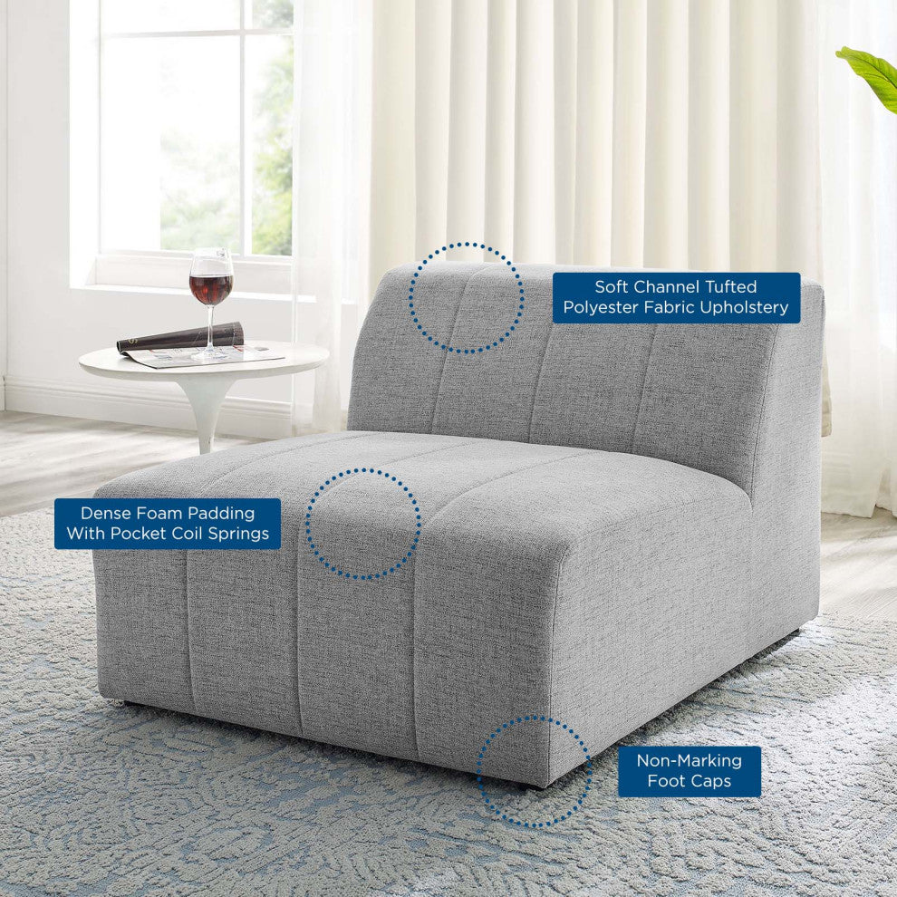 Bartlett Upholstered Fabric Armless Chair Light Gray