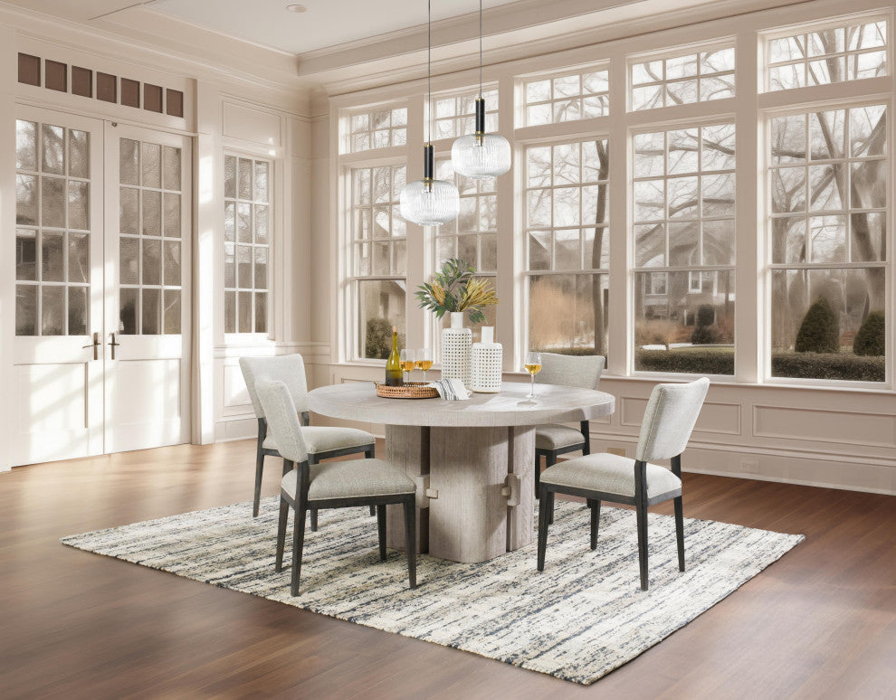 Rosemount 60" Reclaimed Pine Round Dining Table, Aged Brown, Whitewash