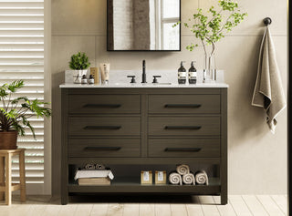 Home Living 48" Single Bathroom Vanity, Mocha Brown With Backsplash