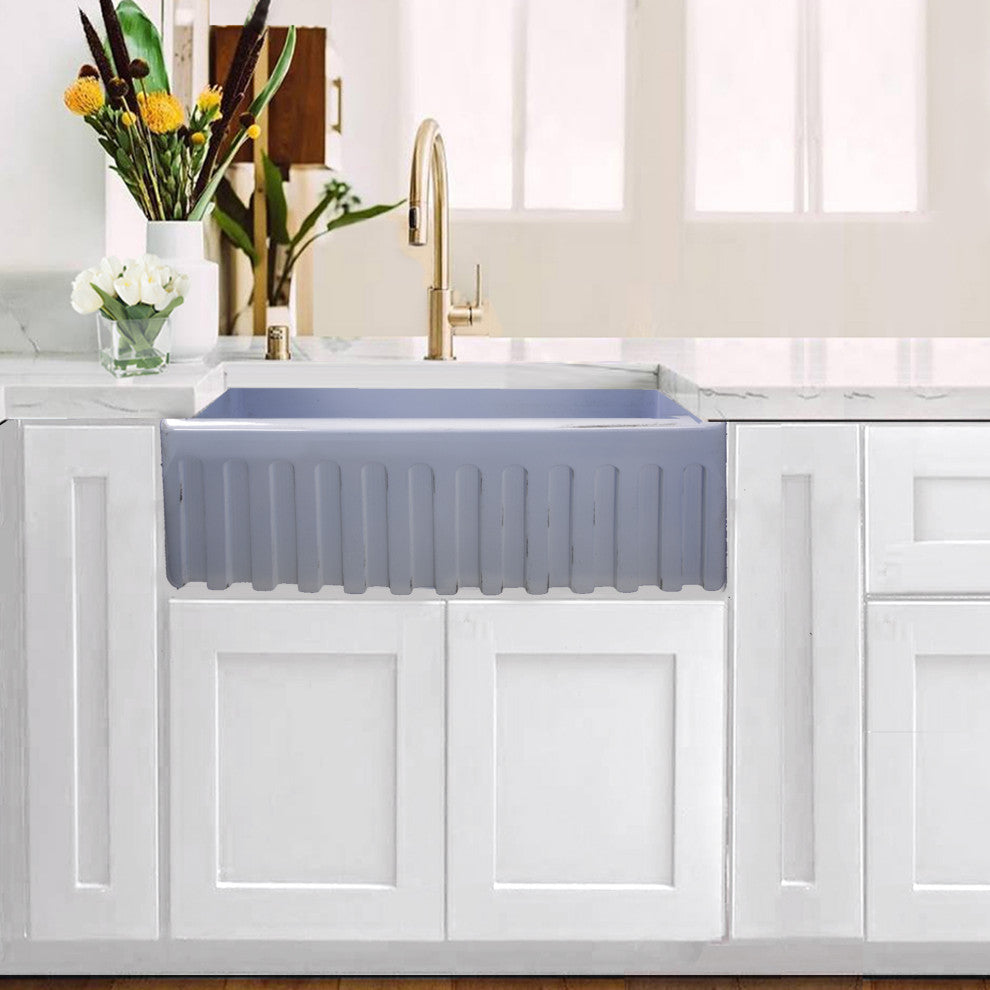 Nantucket Sinks Farmhouse Fireclay Sink, Shabby Sugar Finish, 30"