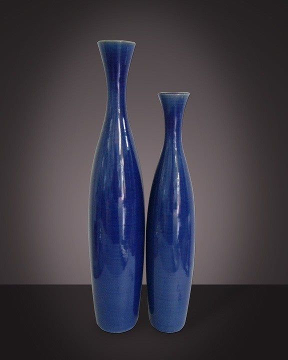Howard Elliott Cobalt Blue Glaze Ceramic Vases, 2-Piece Set