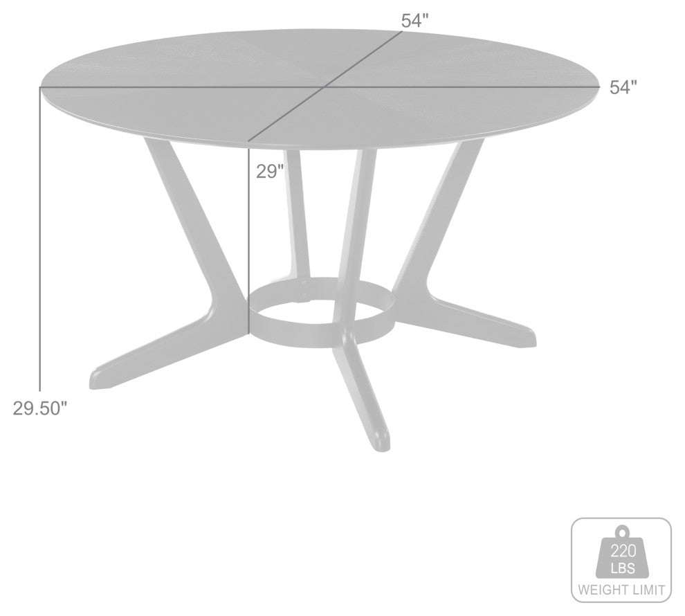 Santana Round Wood Dining Table, Black Finish