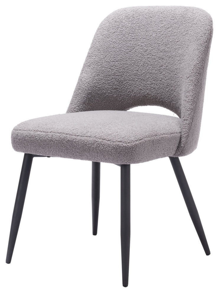 Dining Chair, Set of 2, Steel Metal, Fabric, Gray, Black, Cafe Bistro