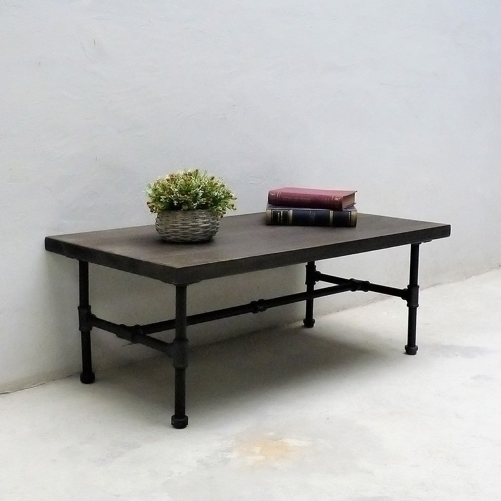 Corvallis Industrial Chic Coffee Table, Black Steel/Dark Wood