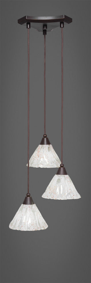 Europa 3-Light Cluster Pendalier, Dark Granite/Italian Ice